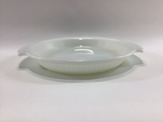 Fire King 9" Pie Plate Vintage Ribbed White Milk Glass