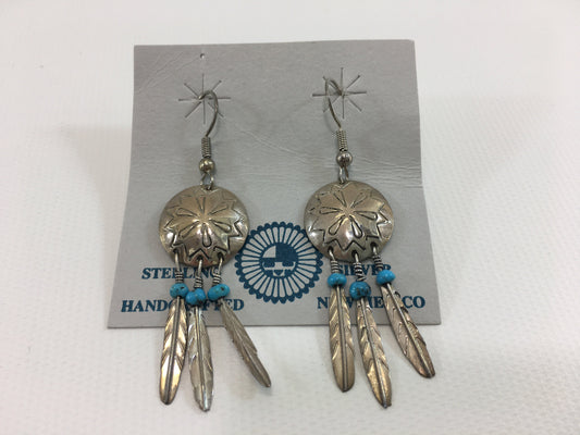 Sterling Silver 925 Turquoise Dangle Wire Earrings