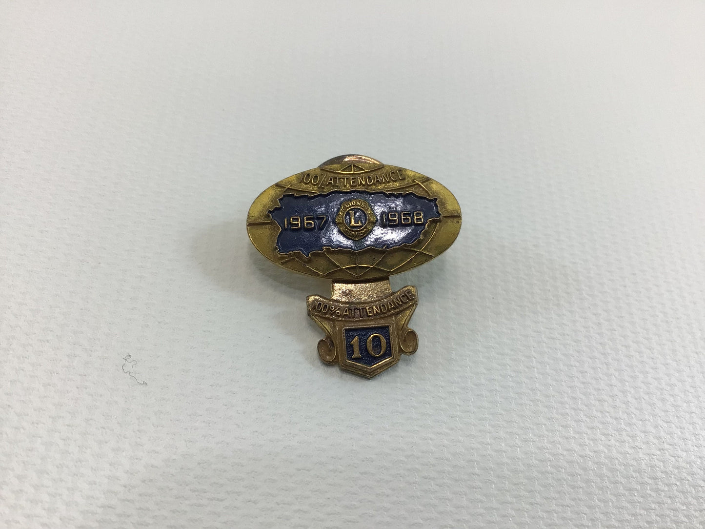 Vintage Lions Club International Hat Pin 100% Attendance 1968 Miami