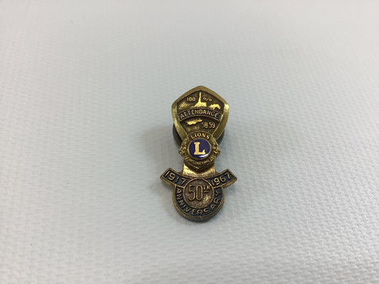 Vintage Lions Club International Hat Pin 100% Attendance 1959 West Virginia