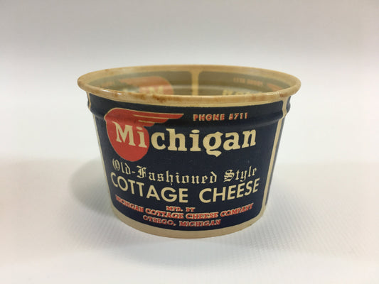Vintage Cottage Cheese Container Michigan Old Fashion Style Small Single Serve Size