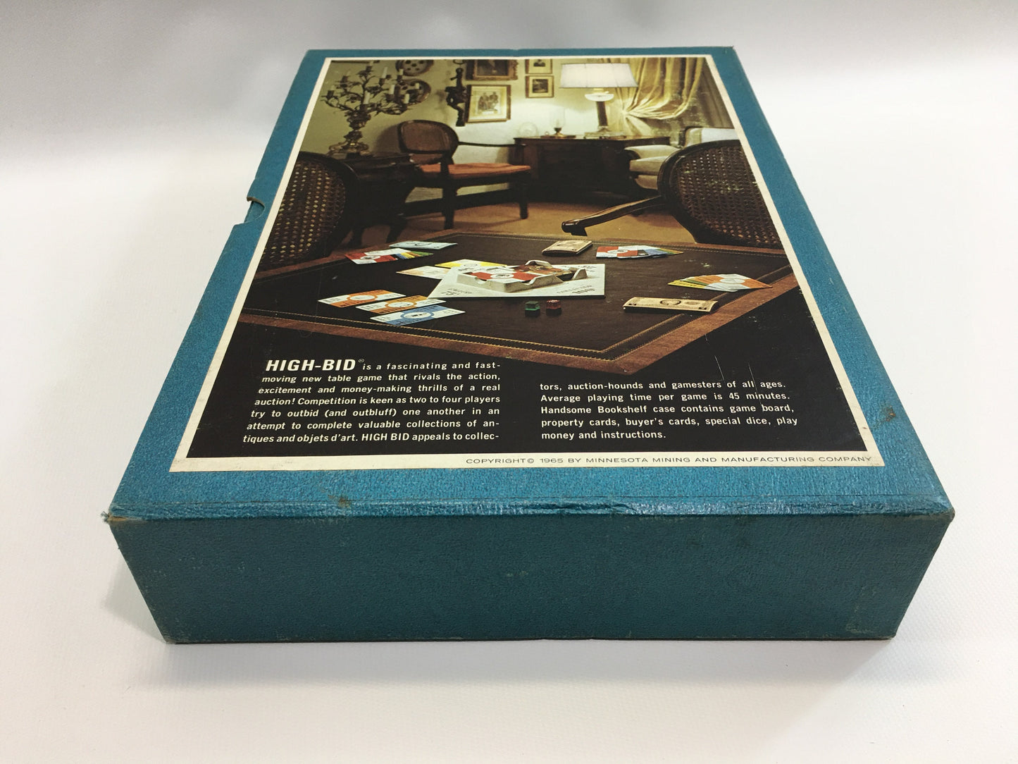 1965 High-Bid The Auction Game Bookshelf Game Vintage Minnesota Mining and Manufacturing Co Board Game