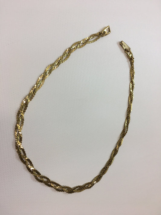 Napier Gold Tone Braided Chain Three Strand Necklace