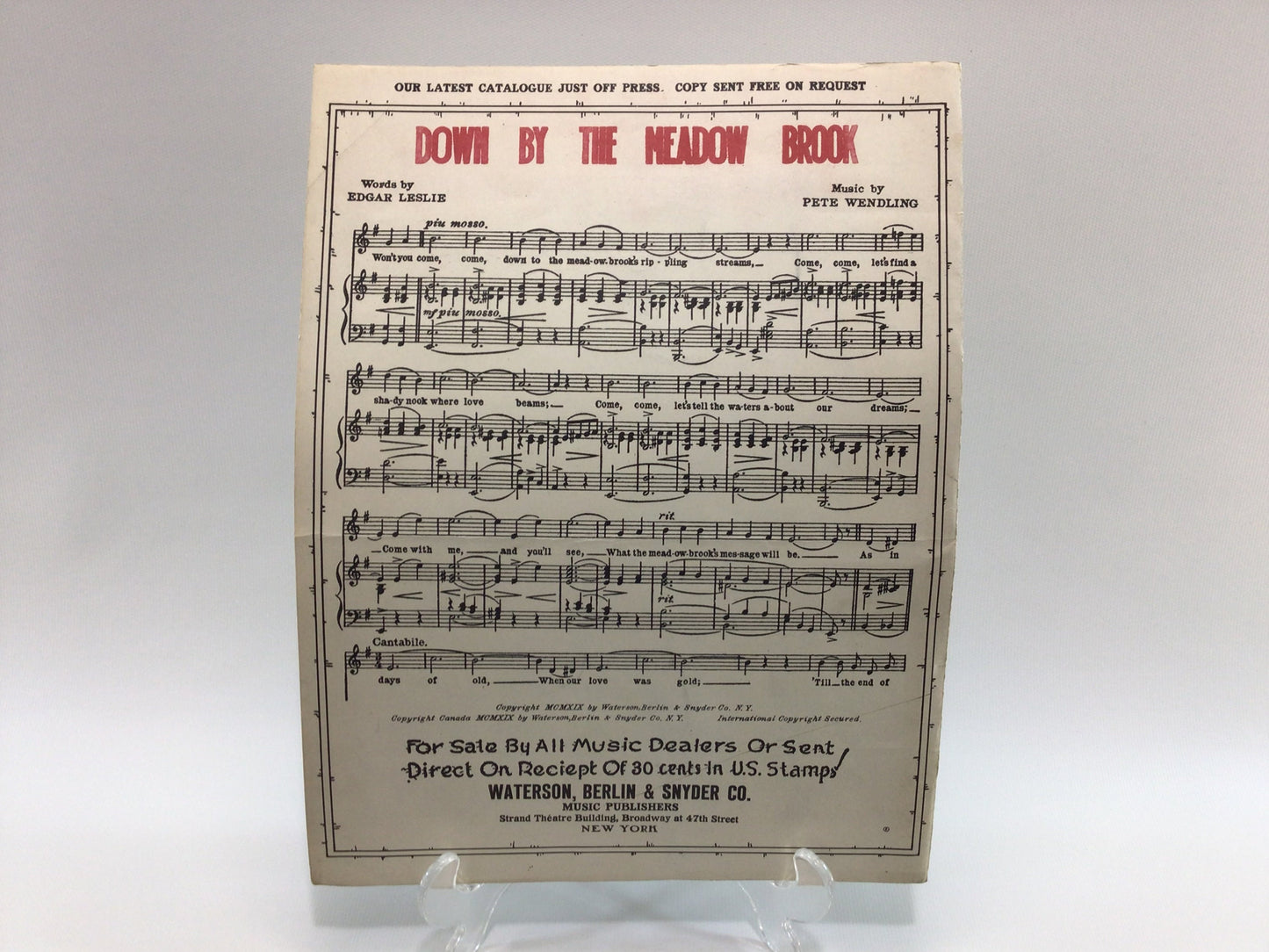 Vintage Sheet Music Oh What a Pal was Mary by Leslie and Wendling