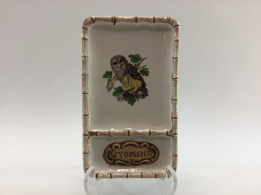 Wyoming Owl Trinket Dish by Treasure Craft Vintage 1960's Dresser Vanity Decor