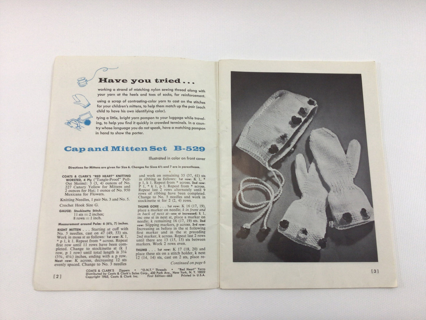 1965 Socks Mittens and Accessories Pattern Booklet Coats & Clark's Advertising Ephemera