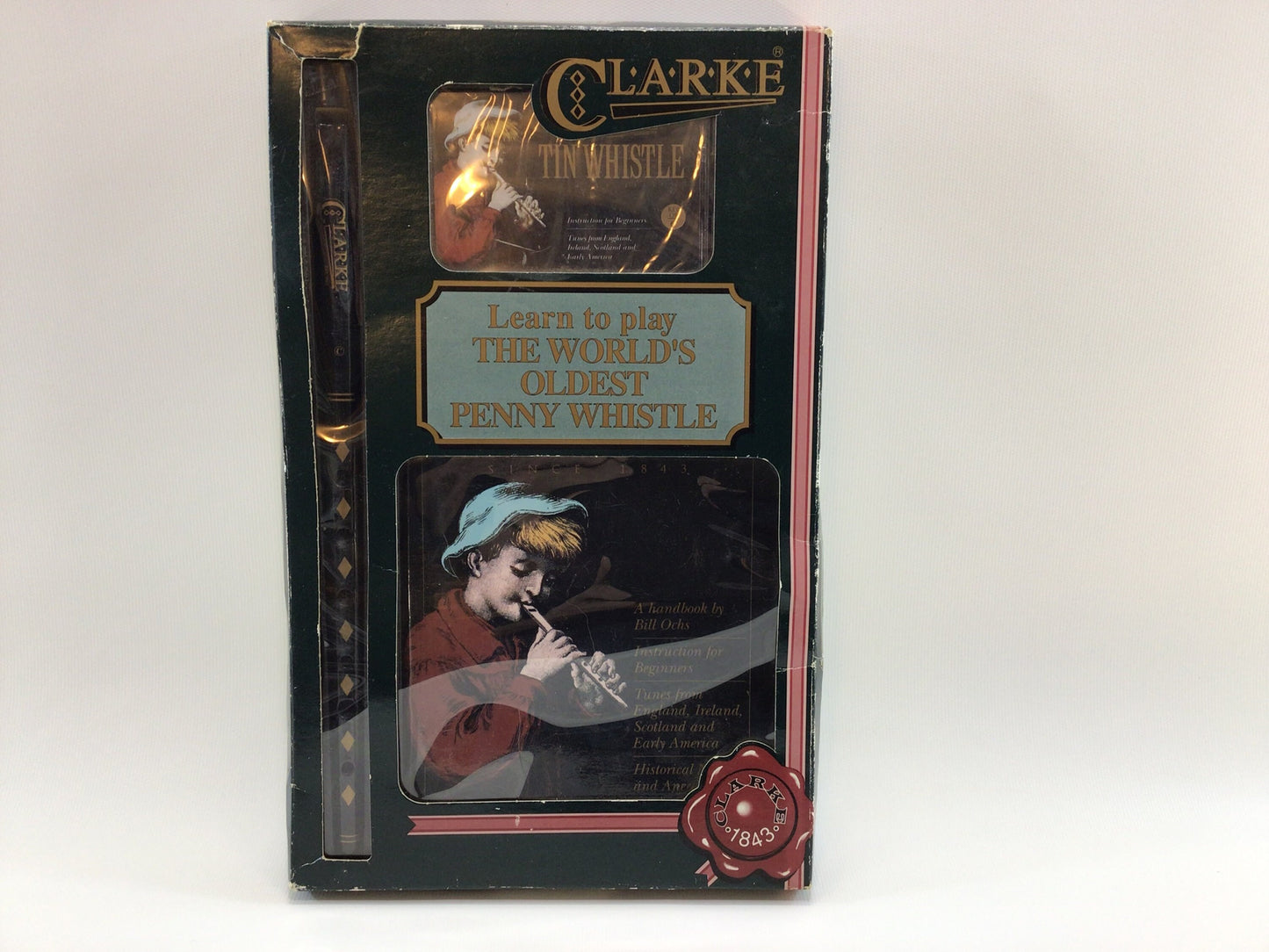 Vintage Clarke Tin Whistle Penny Flute with Instruction Book and Cassette Tape Gift Set