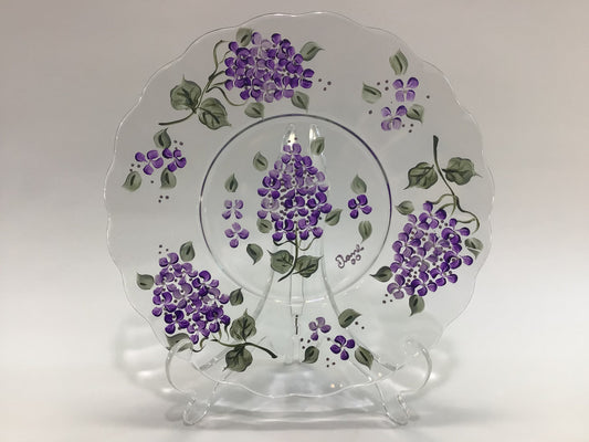 Hand Painted 9' Decorative Grape Hyacinths Floral Plate dated 2000