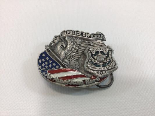 Belt Buckle Vintage Pewter The Police Officer an American Hero Commemorative