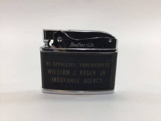 Insurance Agency Advertising Cigarette Lighter Brother-Lite Vintage 1950s Collectible Tobacciana