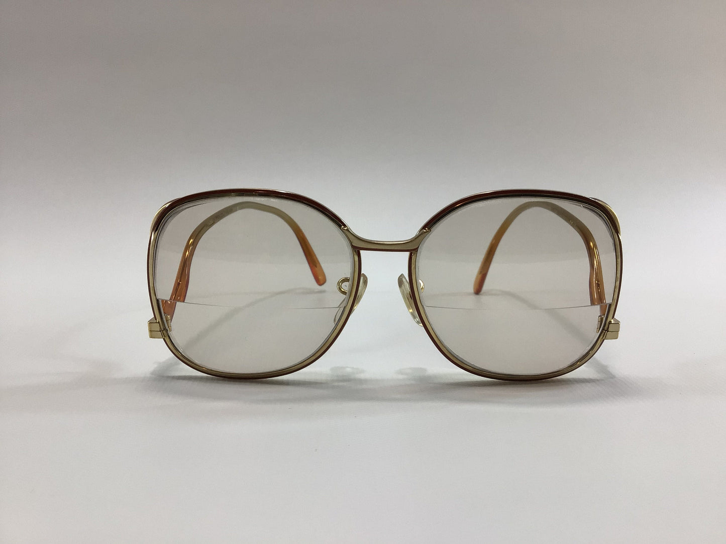 Vintage Women's Eyeglasses Tinted Bifocals Brown Plastic / Gold Wire Swank Frame Retro 80's Eyewear