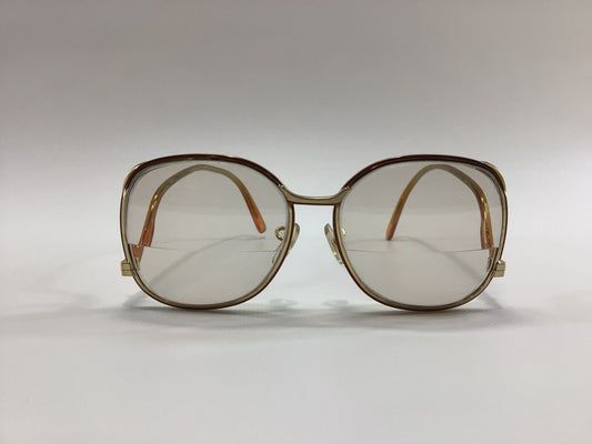 Vintage Women's Eyeglasses Tinted Bifocals Brown Plastic / Gold Wire Swank Frame Retro 80's Eyewear