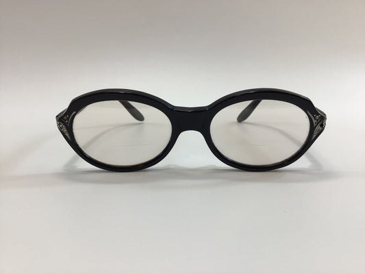 Vintage Women's Eyeglasses Bifocls Pyramid Randy Frame with Rhinestones Retro 60's Eyewear