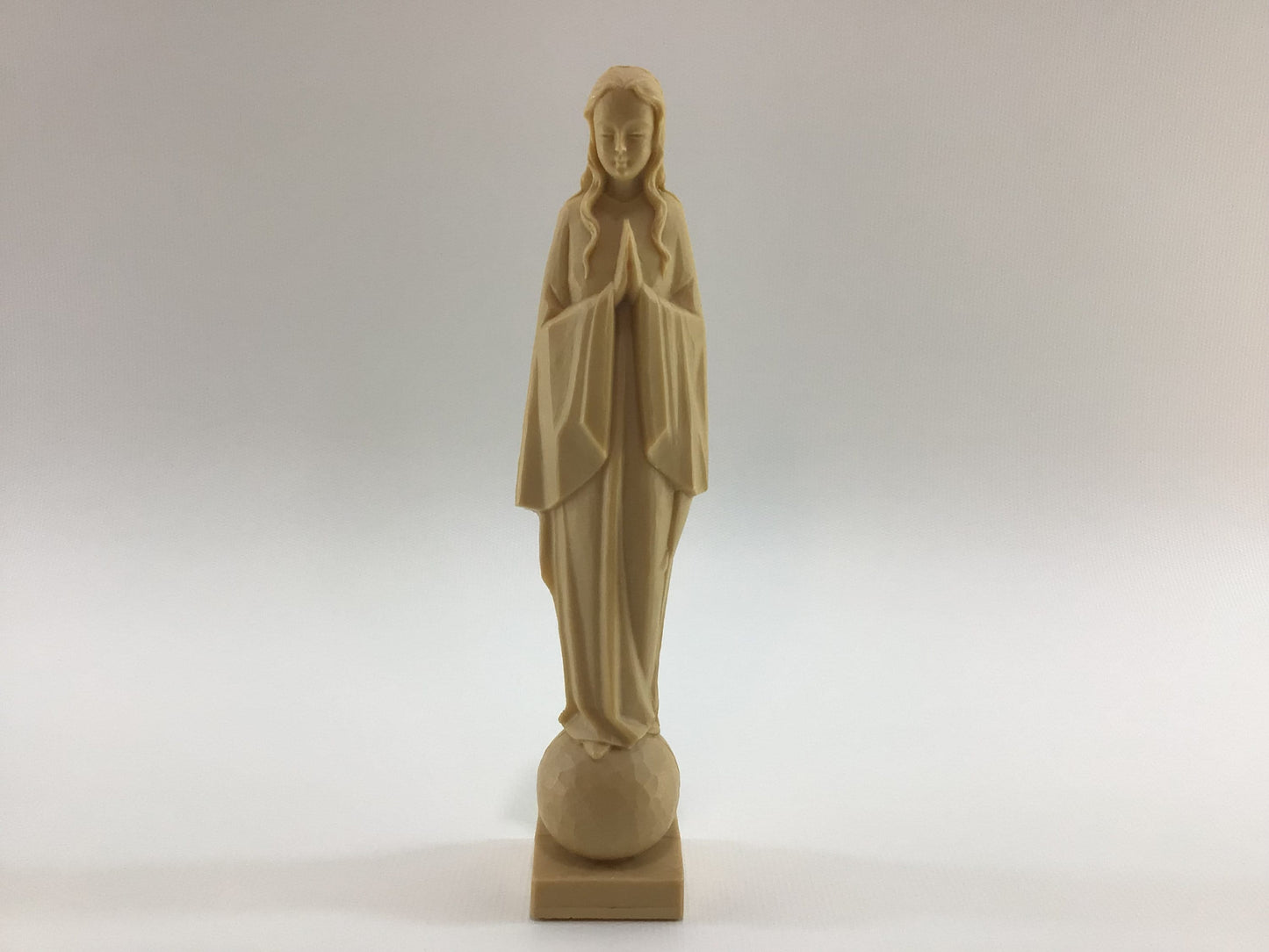 Mother Mary Praying Figurine 7" Vinyl Mid Century Table Shelf Home Decor Travel Shrine Altar Accessory Irish Hills Michigan Souvenir