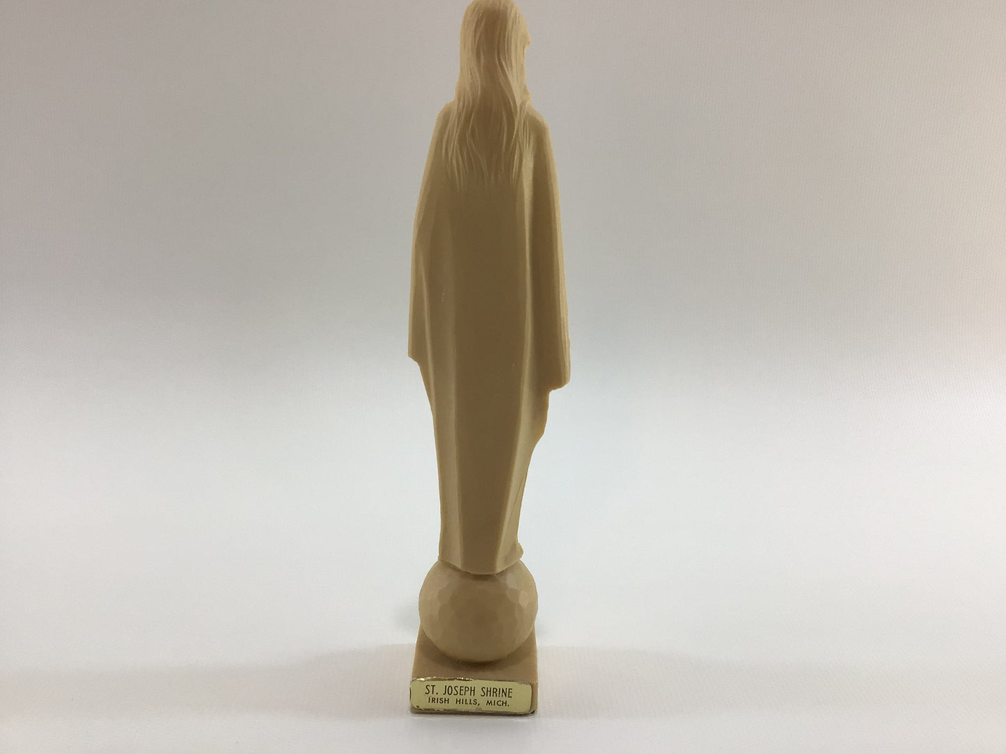 Mother Mary Praying Figurine 7" Vinyl Mid Century Table Shelf Home Decor Travel Shrine Altar Accessory Irish Hills Michigan Souvenir