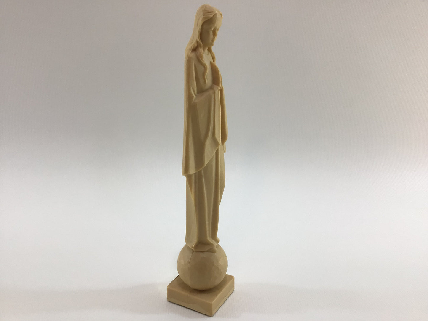 Mother Mary Praying Figurine 7" Vinyl Mid Century Table Shelf Home Decor Travel Shrine Altar Accessory Irish Hills Michigan Souvenir