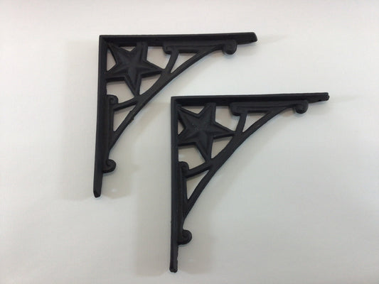 Cast Iron Star Wall Brackets 2 Piece Set 8" Vintage Home Decor Hardware