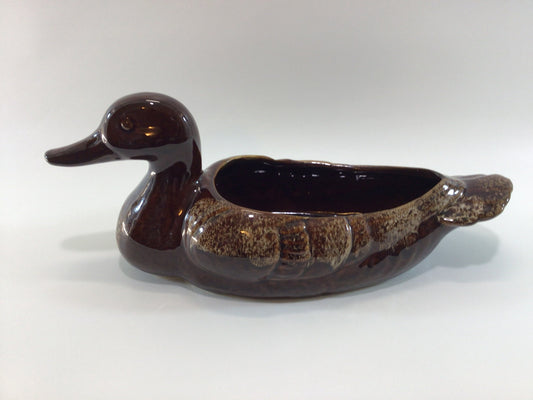 Mallard Duck Planter 15" Drip Glaze Vintage Art Pottery Home Decor