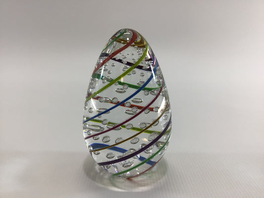 Egg Swirl Controlled Bubble Paperweight Vintage 1996 Glass Eye Studio California