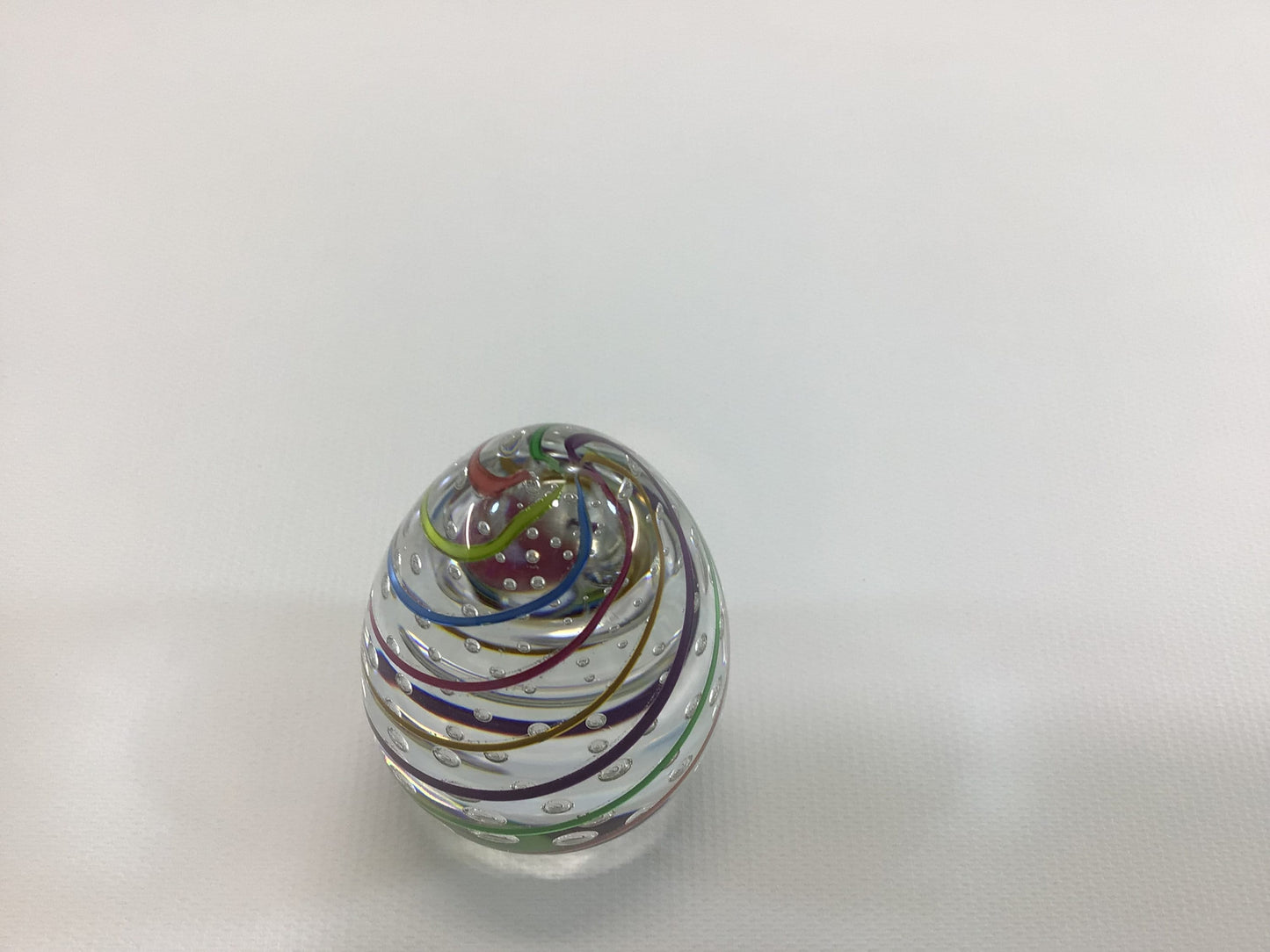 Egg Swirl Controlled Bubble Paperweight Vintage 1996 Glass Eye Studio California