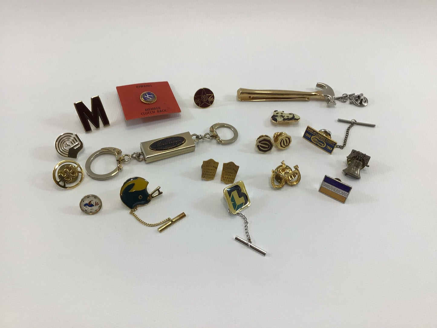 Vintage Men's Jewelry Accessory Lot Lapel Pins Tie Clips Keychain