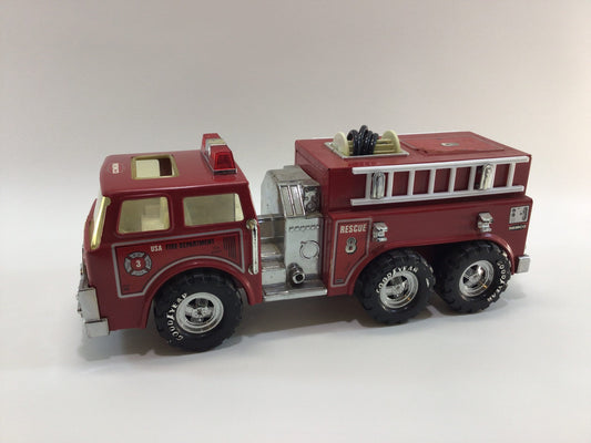 REMCO Rescue Pumper No. 8 Fire Truck 1980's Pressed Steel Toy