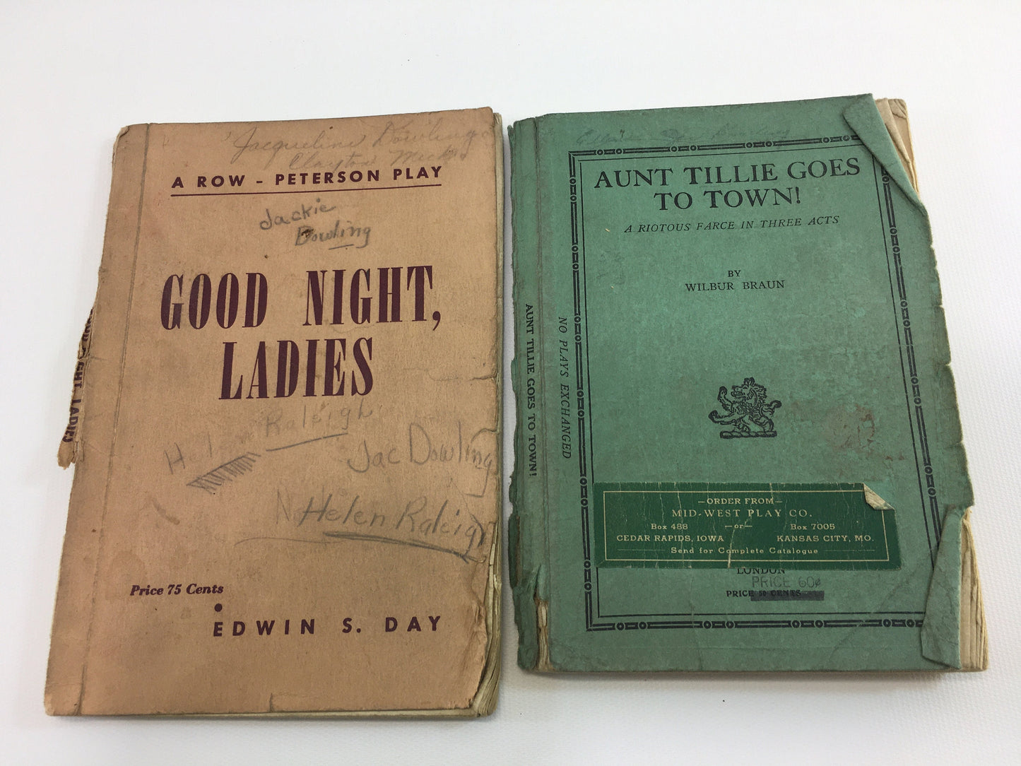 Play Scripts Books Aunt Tillie Goes To Town Good Night Ladies Vintage High School Collage Stage Plays Books Paperback Vintage Comedy