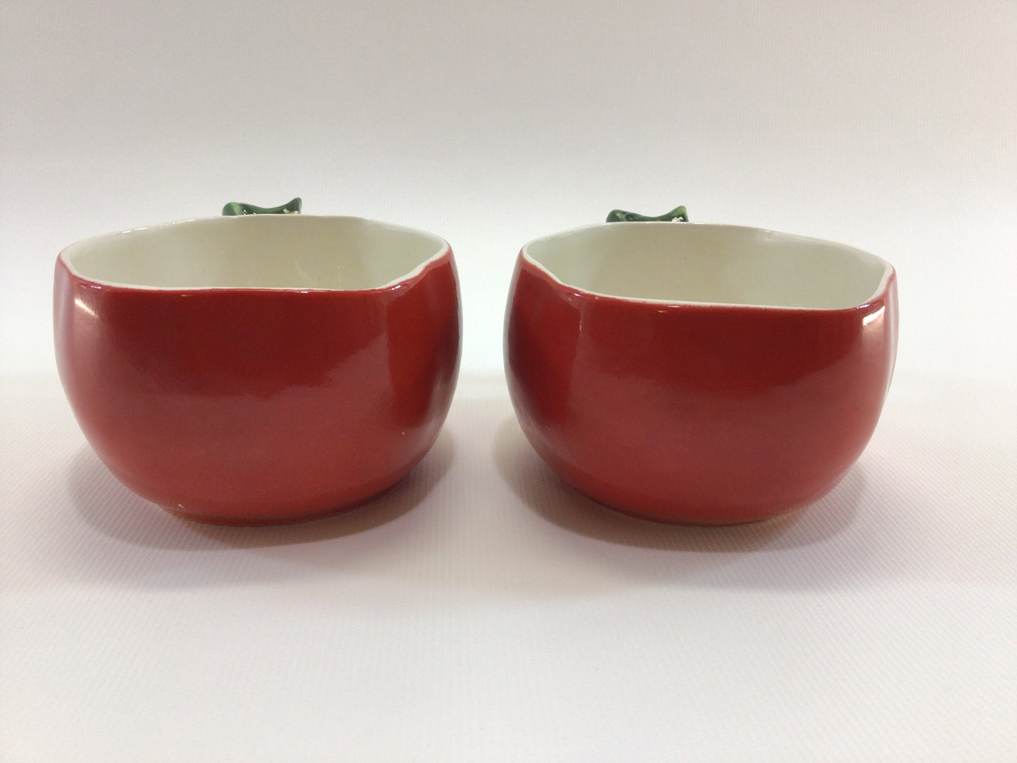 Holt Howard Tomato Cups Mid Century Ceramic Orange and Green Kitchen Decor