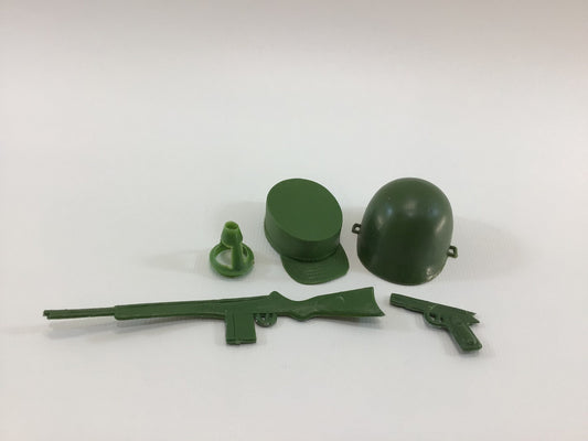 Toy Military Accessory Parts for 1960's Leslo Action Figure  - Carbine Rifle Handgun Helmet Cap