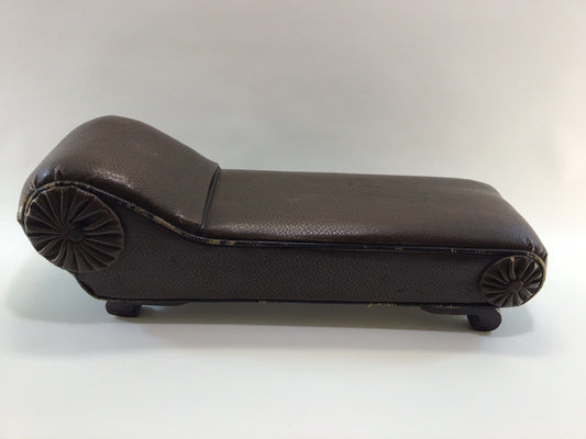 Chaise Lounge Antique Doll Size Faux Leather Collectible Toy Dolls Display Furniture Piece