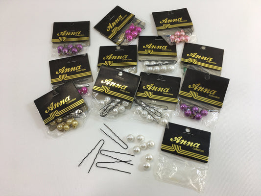 Vintage Bobby Pins Bead Hair Pin Accessories NIP Pink Purple Green White Pearls For Adorning Hair Styles Up-Do