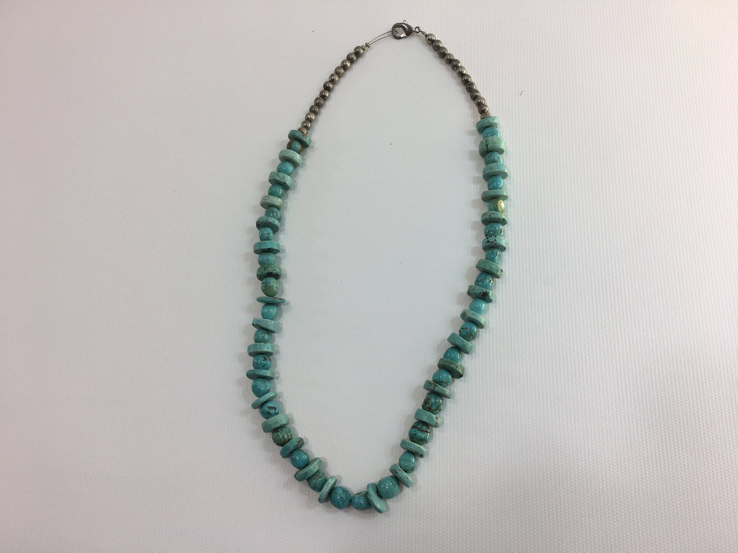 Turquoise Beaded Sterling Silver 925 Necklace