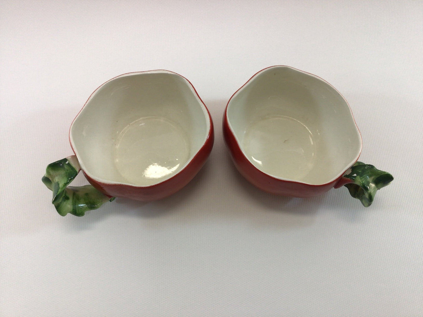 Holt Howard Tomato Cups Mid Century Ceramic Orange and Green Kitchen Decor