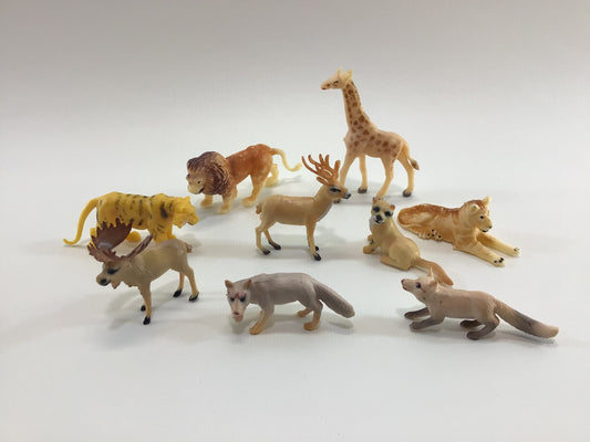 Wild Animals 1970s Plastic Collectible Toy Figurines 9 Assorted Species