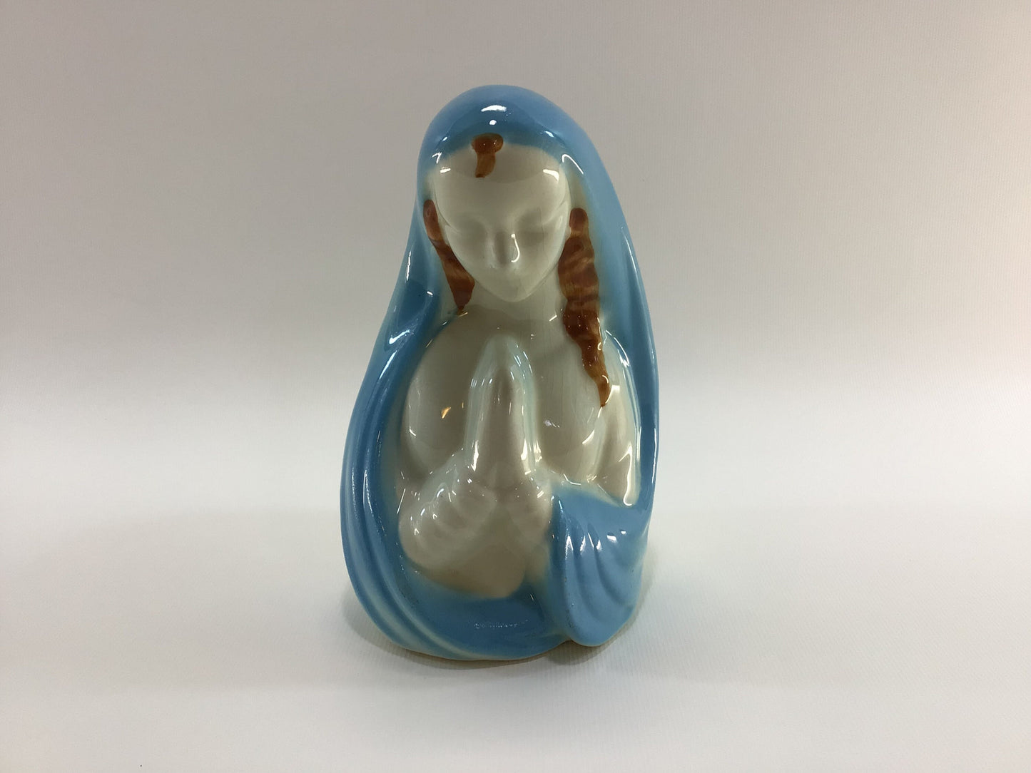 Ceramic Mary Madonna 7" Blue Planter Vintage Collectible California Pottery