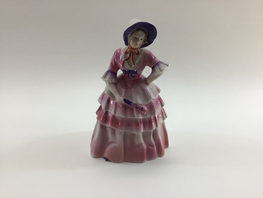 Porcelain Victorian Woman Dress and Bonnet Trinket Box Made in Germany Vintage Home Vanity Decor