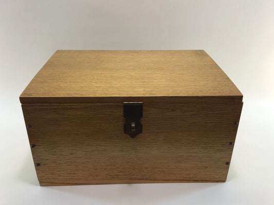 Oak Storage Box with Brass Hardware Primitive Handmade Vintage Tabletop Shelf Sitter Home Decor