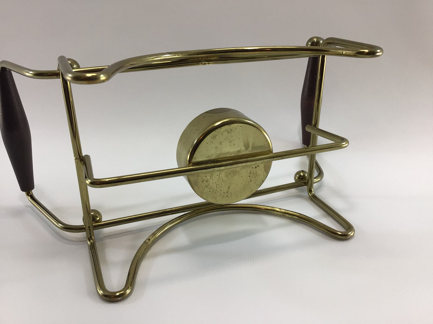 Mid Century Chafing Dish Caddy with Teak Wood Handles Vintage Replacement Part