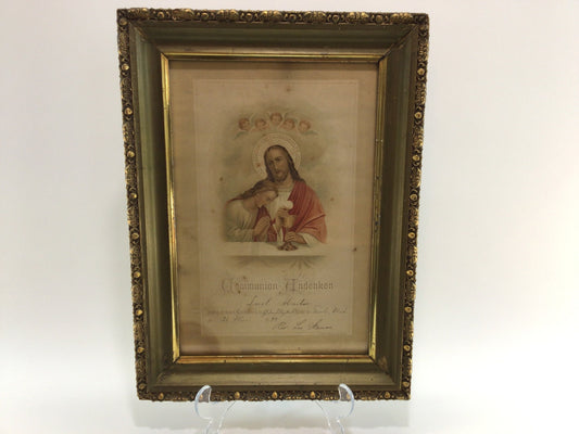 Framed 1899 First Communion Certificate 8" x 10" Antique Religious Home Wall Decor