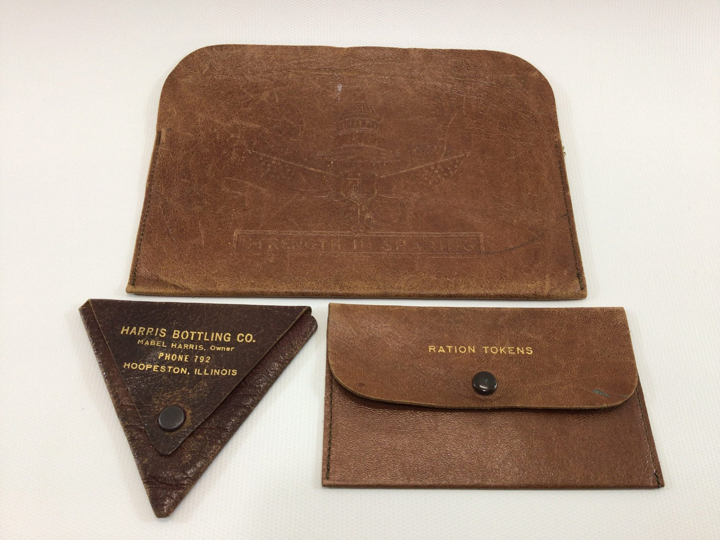 Vintage Leather Wallet WWII Ration Book Tokens Stamps Pouches Collection of 3