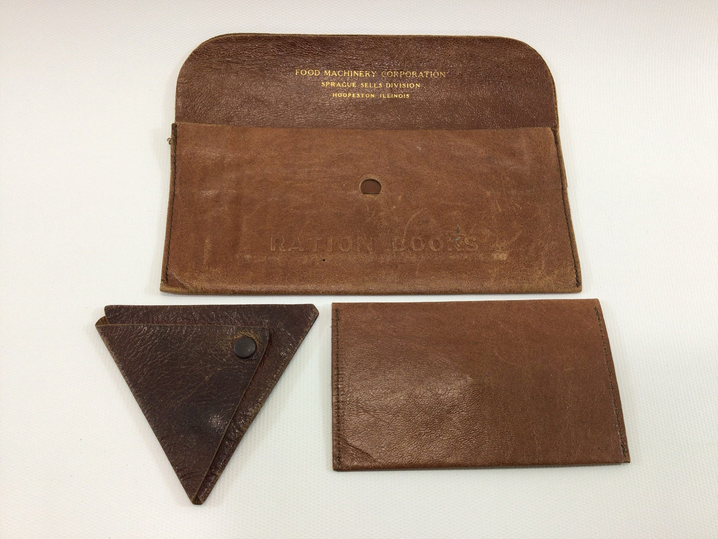 Vintage Leather Wallet WWII Ration Book Tokens Stamps Pouches Collection of 3