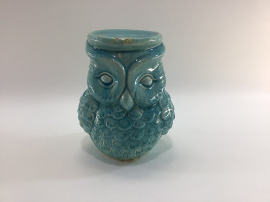 Ceramic Owl 3" Diameter Pillar Candle Holder Vintage Retro Color Home Decor