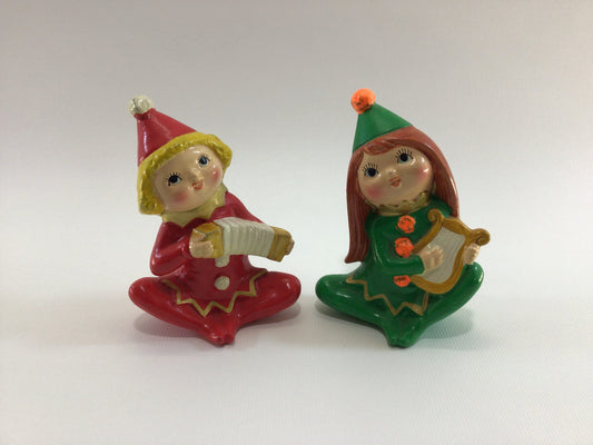 MY Christmas Pixie Elves Elf Children Mid Century Paper Mache Retro 70s Decor Made in Japan