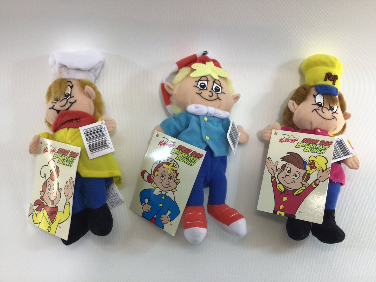 Kellogg's Snap Crackle and Pop Vintage Advertising Bean Bag Plush Toys