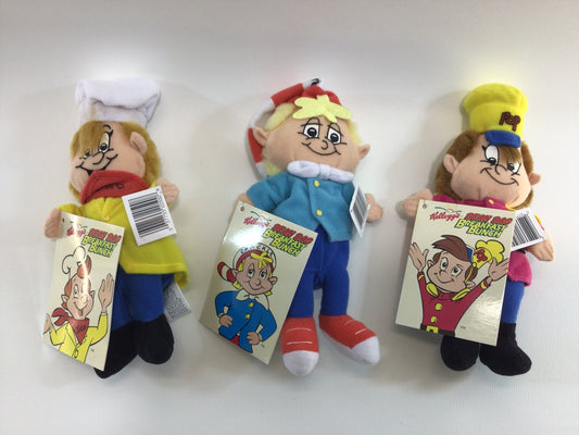 Kellogg's Snap Crackle and Pop Vintage Advertising Bean Bag Plush Toys