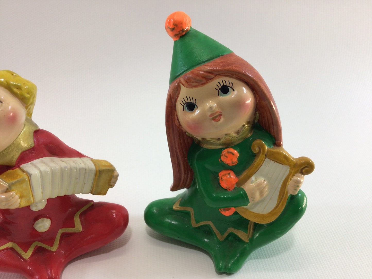 MY Christmas Pixie Elves Elf Children Mid Century Paper Mache Retro 70s Decor Made in Japan