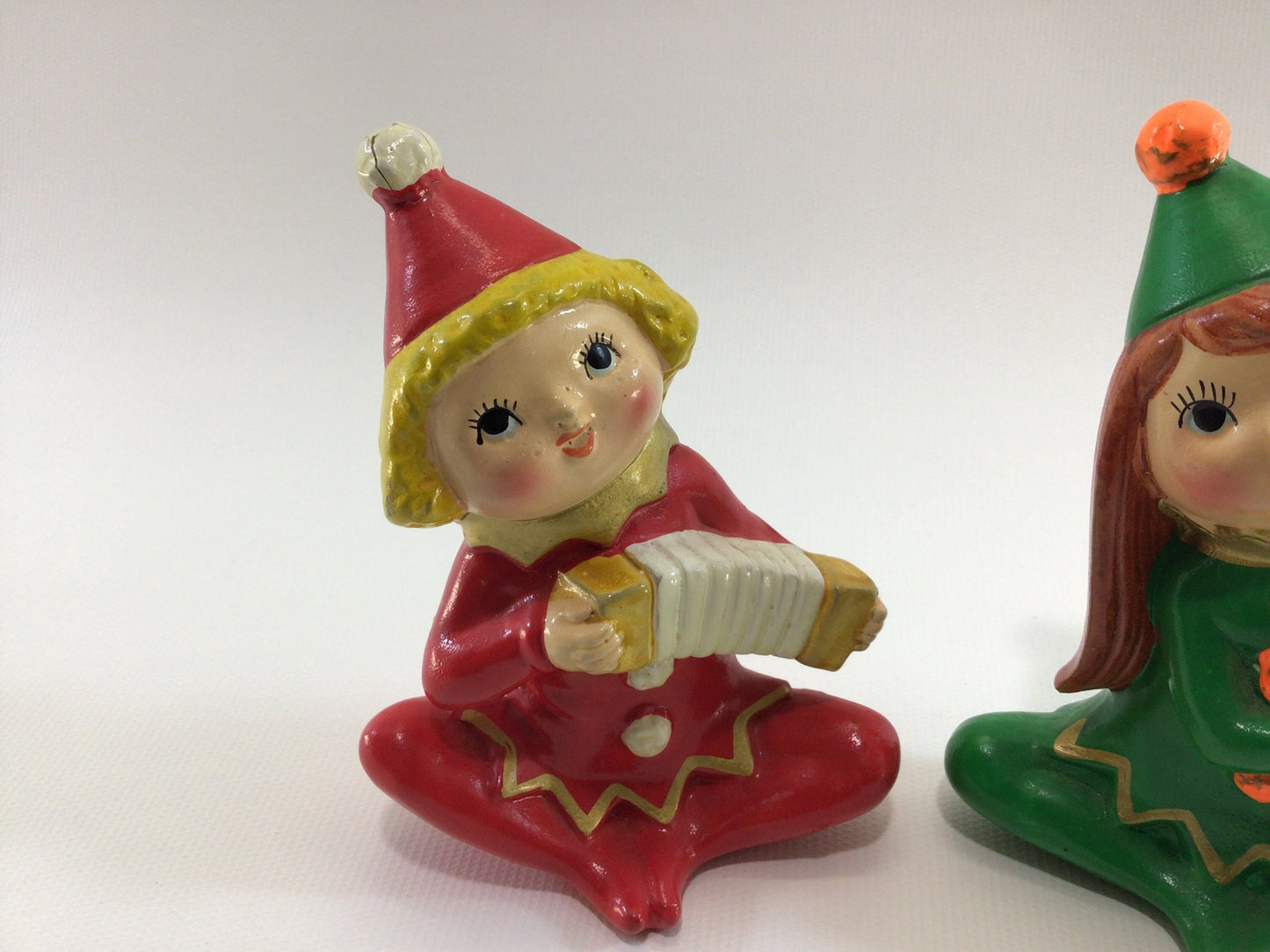 MY Christmas Pixie Elves Elf Children Mid Century Paper Mache Retro 70s Decor Made in Japan