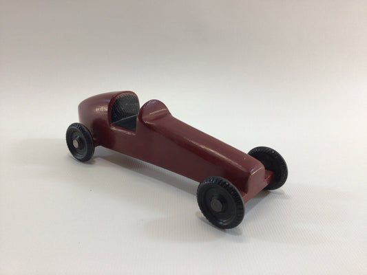 Early Pinewood Derby Race Car Red Boattail Era Style Vintage Handcrafted Wooden Toy