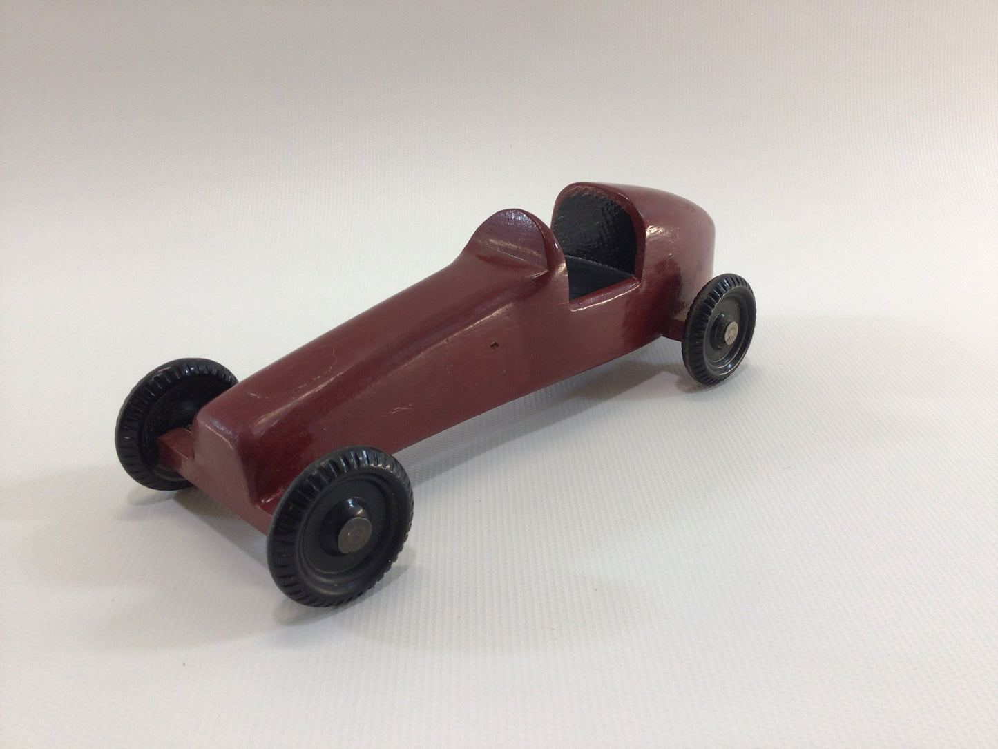 Early Pinewood Derby Race Car Red Boattail Era Style Vintage Handcrafted Wooden Toy