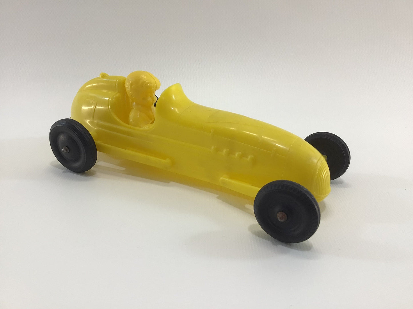 1960s Toy Race Car Yellow No 7 Processed Plastics Boattail Era Style Racer